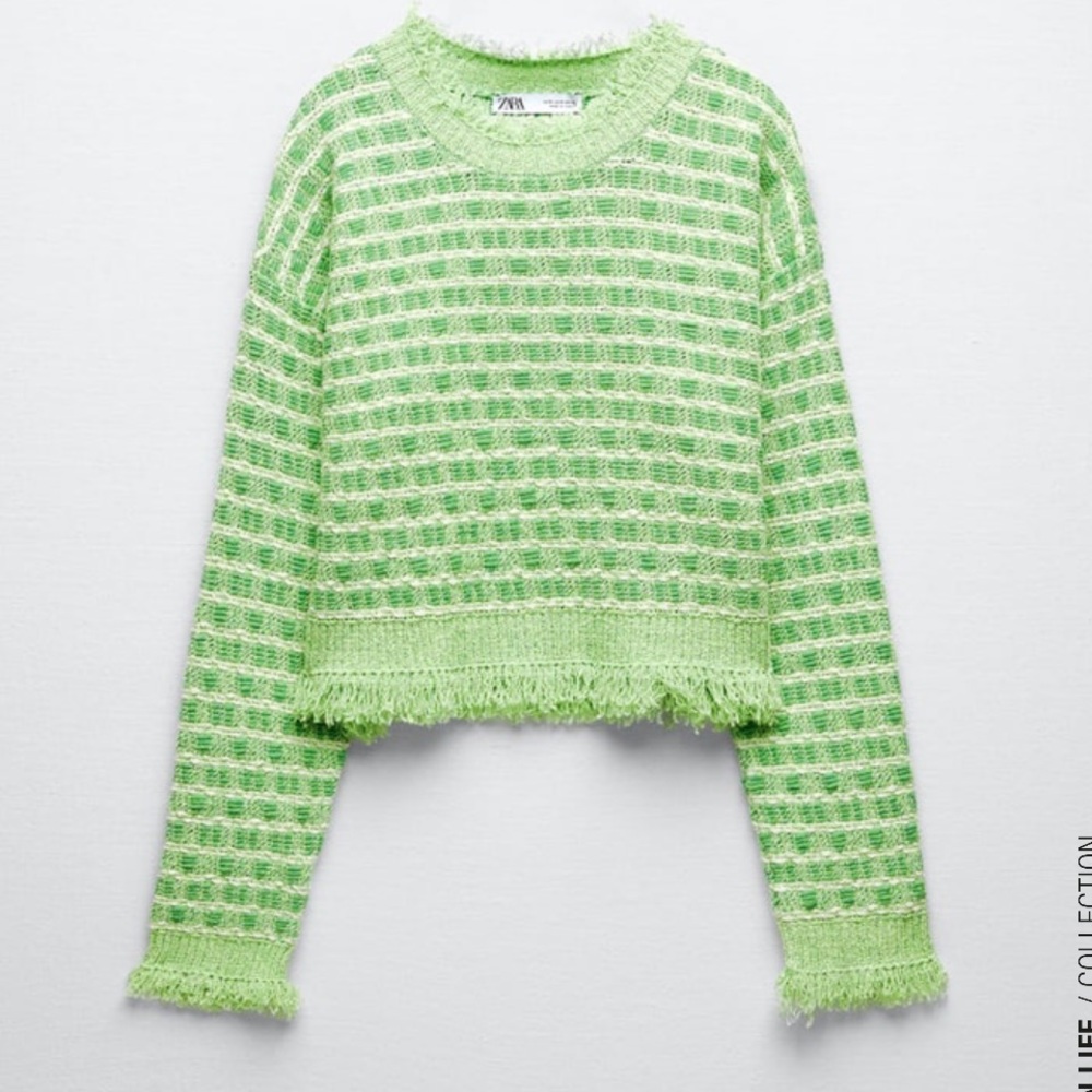 Zara frayed knit sweater